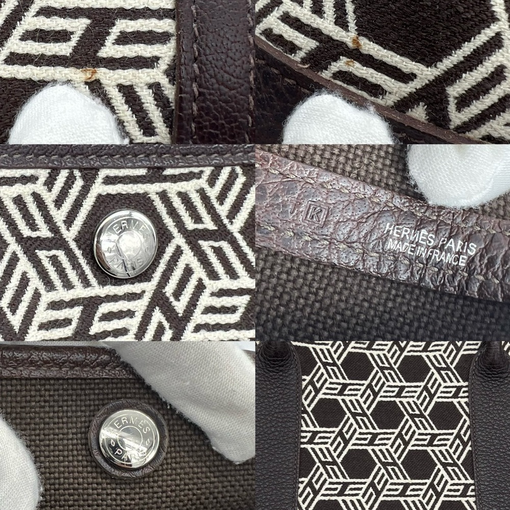 Authentic Hermès canvas/ brown leather Garden party 36 - Picture 11 of 17